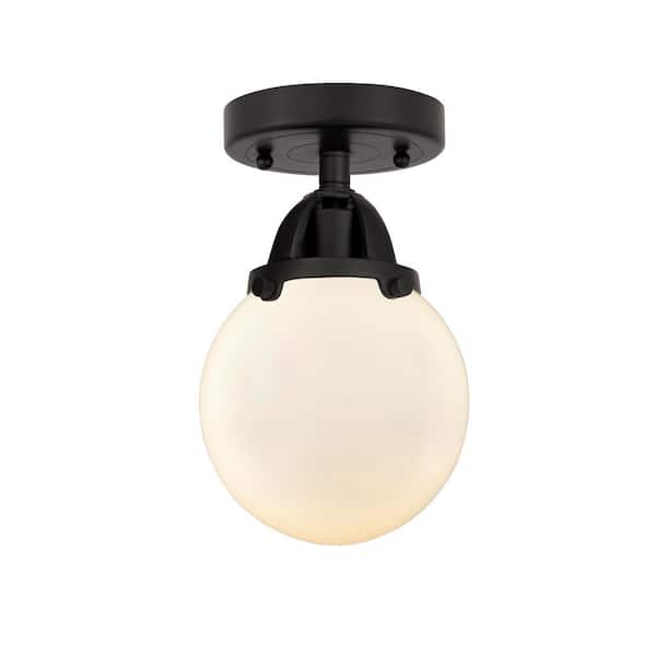 Hunter Hepburn 8 in. 1-Light Matte Black Semi-Flush Mount