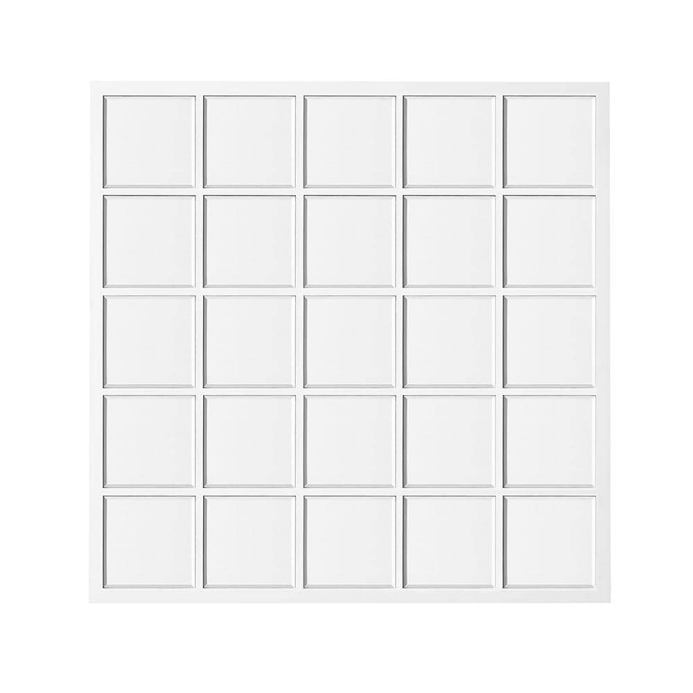 White 27 in. W x 27 in. H Art Deco Square MDF Framed Mirror