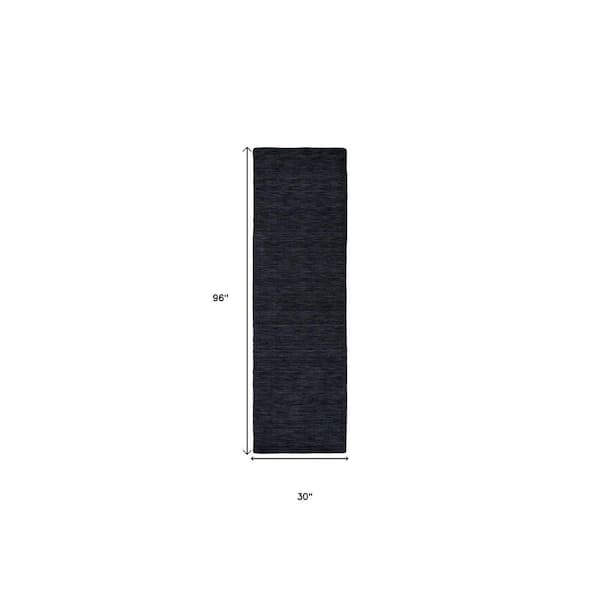 2 x 8 Black Solid Color Runner Rug