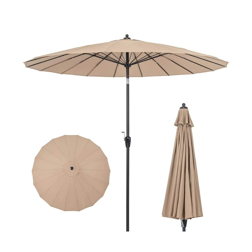 ANGELES HOME 9 ft. Aluminum Market Tilt Round Patio Umbrella with 18 ...