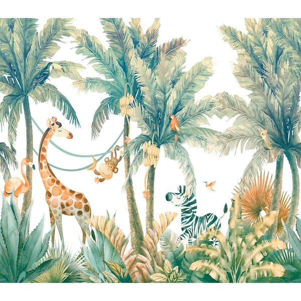 Jungle Jamboree White Wall Mural