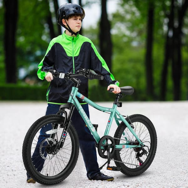 Unbranded - 20 in. Mountain Bike, Steel Frame Bicycle with 7 Speed in Green for Ages 8-12