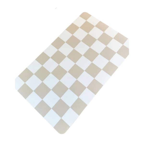 12 in. x 19 in. Super Absorbent Anti Slip Vegan Leather Dish Drying Mat Colorful Checkered Kitchen Coffee Bar Easy Clean