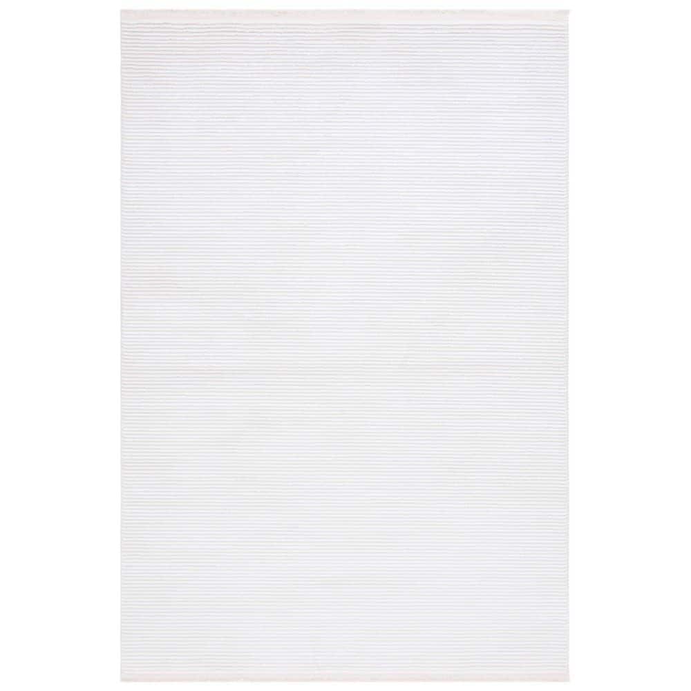 Ivory Hand-Knotted Synthetic Area Rug, 5'3" x 7'6"