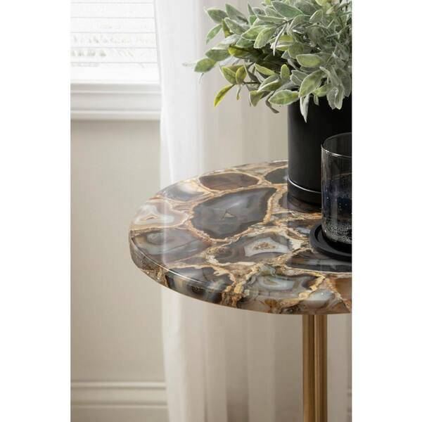 Kate and Laurel Tira Round Metal Side Table 14x14x24 Gold