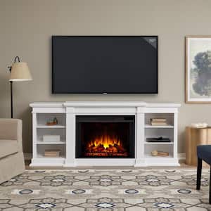 Eliot Grand 81 in. Freestanding Electric Fireplace TV Stand in White