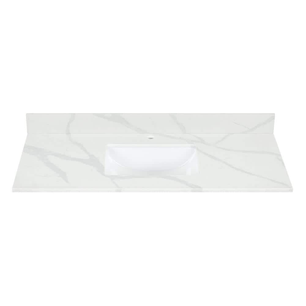 Arbios 48" Calacatta White Quartz Vanity Top with Sink