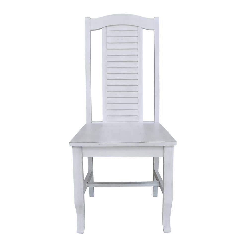 Elegant Antique Chalk Rubberwood Side Chair, 40" High