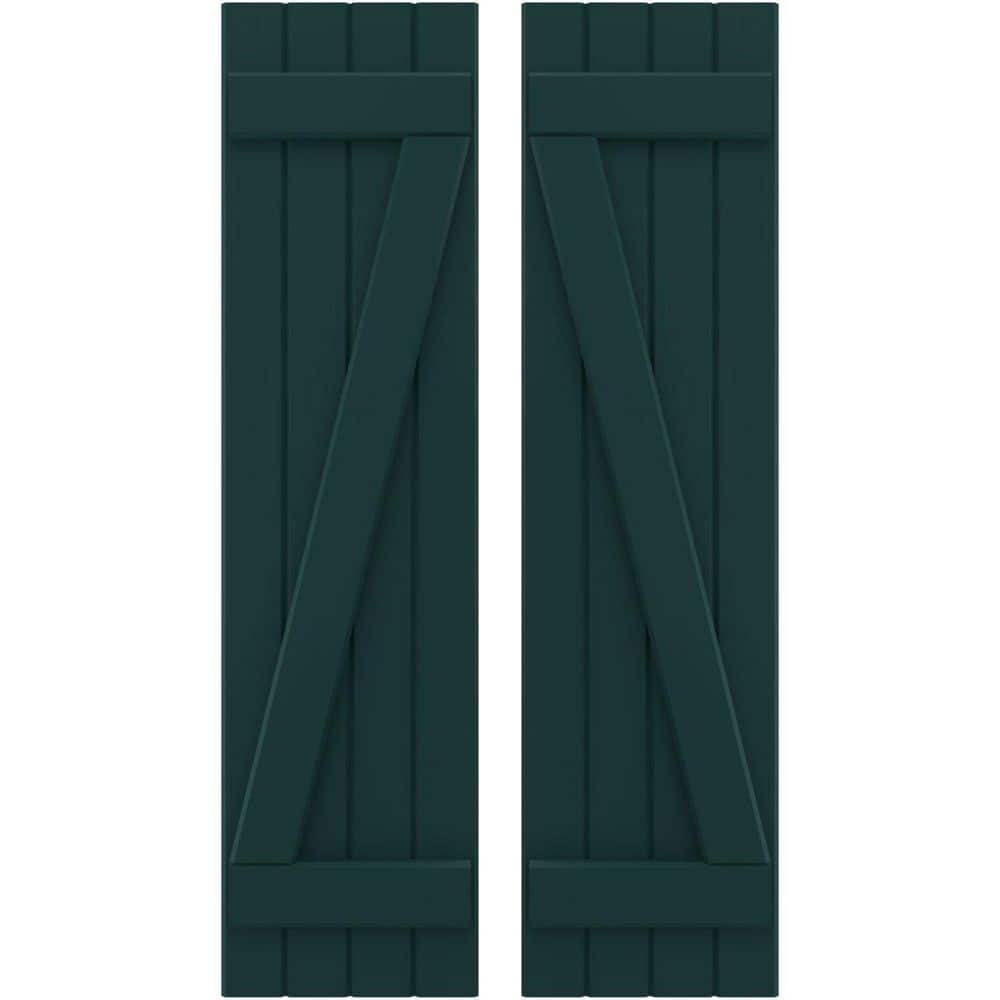 14 in. W x 54 in. H Americraft 4 Board Exterior Real Wood Joined Board and Batten Shutters with Z-Bar Thermal Green price history on PriceWatchPro