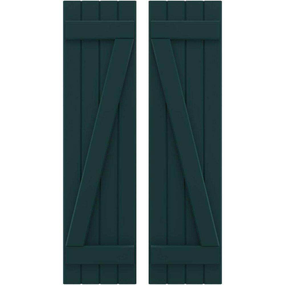 14 in. W x 69 in. H Americraft 4 Board Exterior Real Wood Joined Board and Batten Shutters with Z-Bar Thermal Green price history on PriceWatchPro