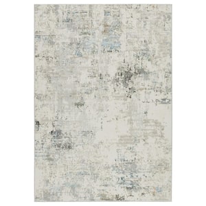 Jehan Gray/Light Blue 6 ft. 7 in. x 9 ft. 6 in. Abstract Rectangle Area Rug