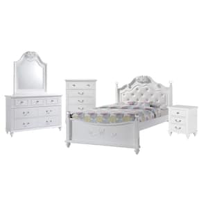 Annie 5-Piece White Full Platform Bedroom Set with Storage Trundle