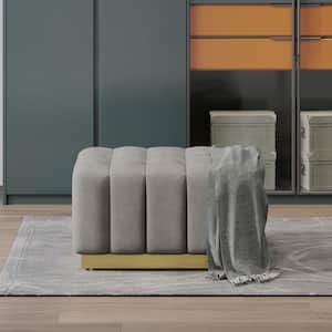 Bergeson Gray and Gold Tufted Ottoman