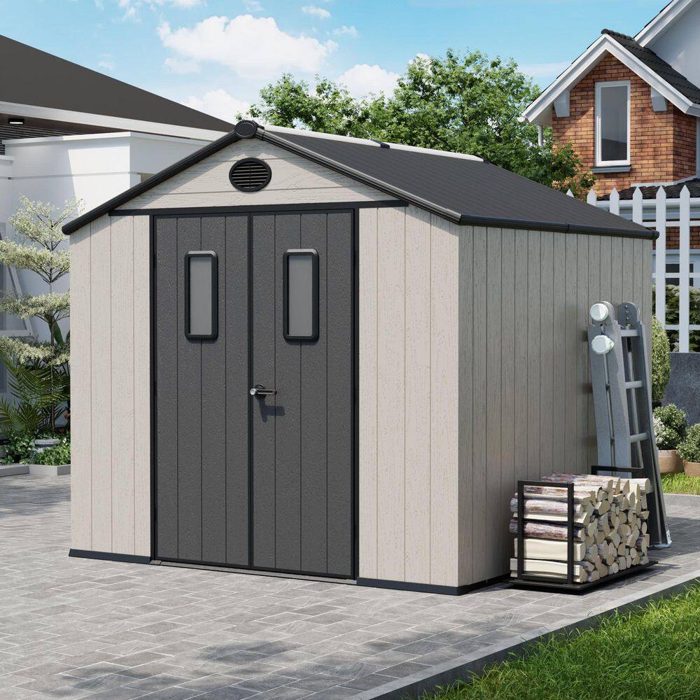 8 ft. x 8 ft. Resin Outdoor Storage Shed with Floor and Sloped Roof-Durable, Weather-Resistant, 64 sq. ft. Capacity price history on PriceWatchPro