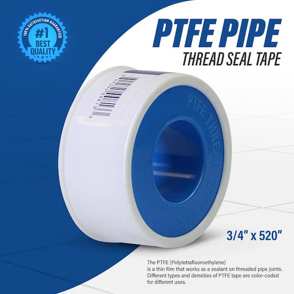 PLUMBFLEX 3/4 in. x 520 in. PTFE Thread Seal Tape for Plumbers in White  (Pack of 5-Rolls) 345205 - The Home Depot