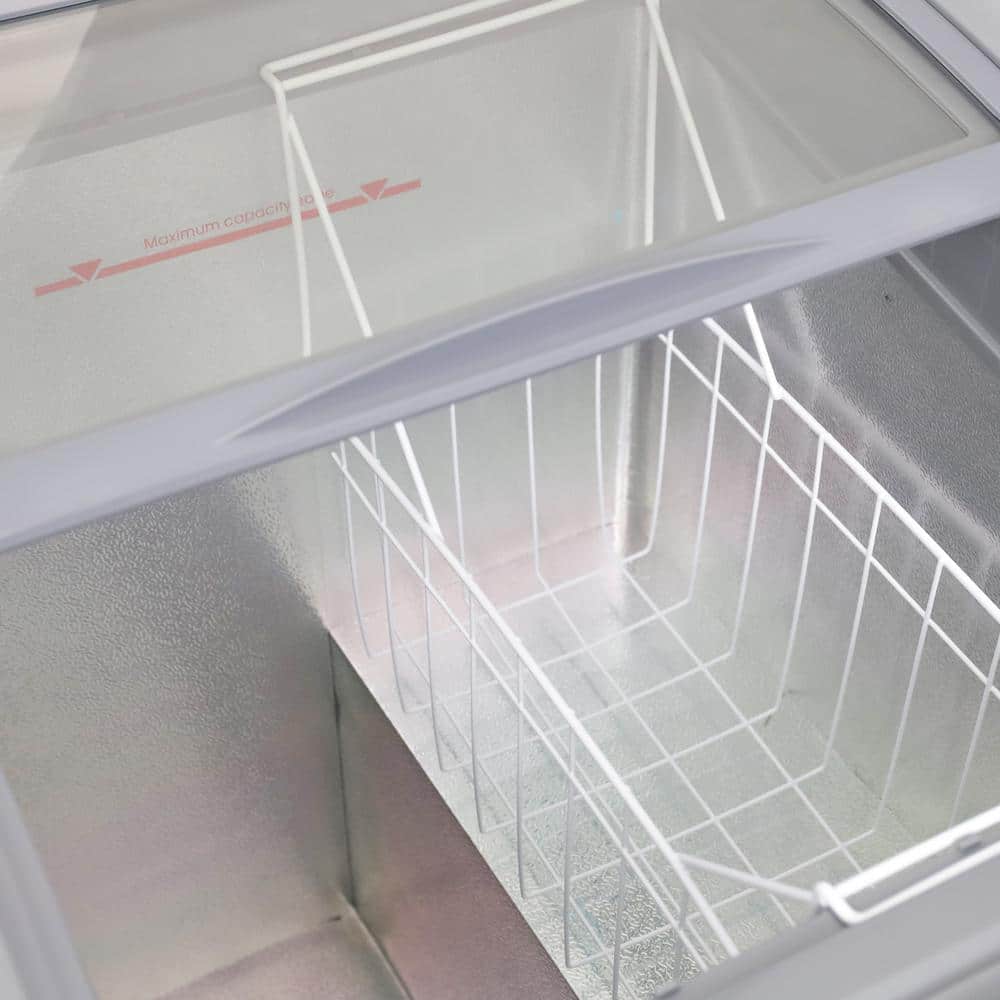 Compact White Glass Top Commercial Refrigerator Freezer