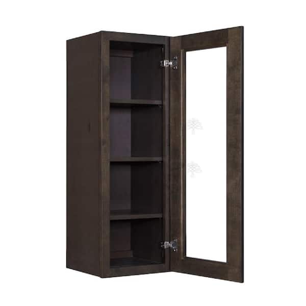 LIFEART CABINETRY Lancaster Shaker Assembled 21 in. x 42 in. x 12 in. Wall Mullion Door Cabinet with 1 Door 3 Shelves in Vintage Charcoal