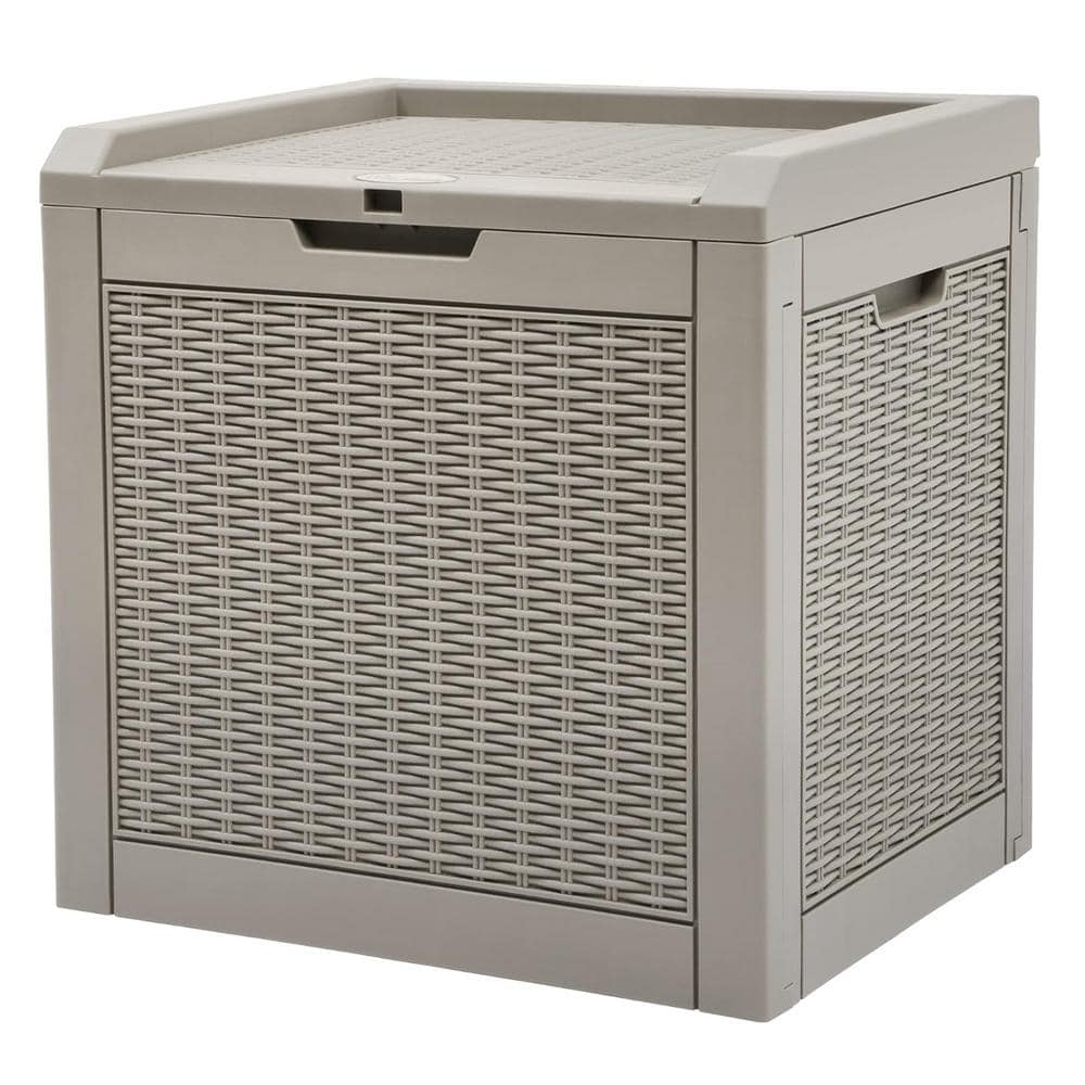 32 Gal. Brown Resin Deck Box with Lockable Lid & Side Handles
