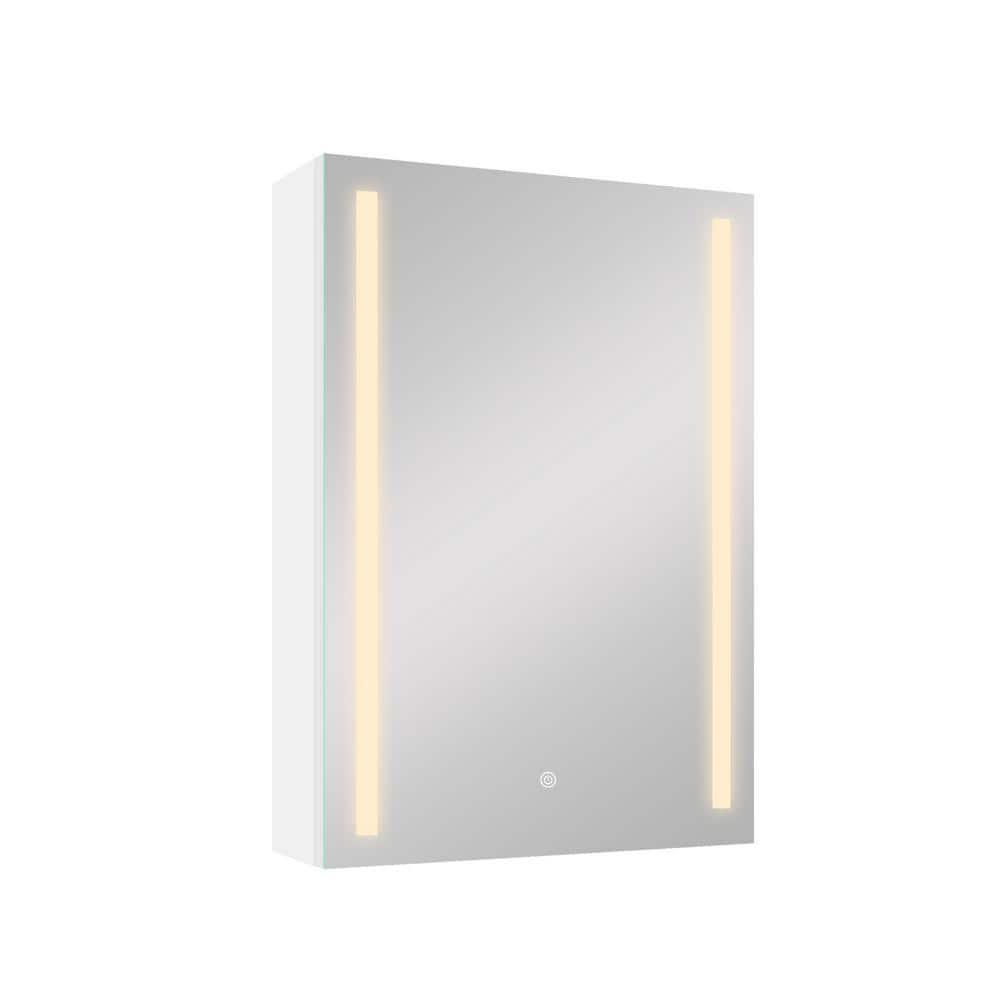 20 in. W x 30 in. H White Rectangular LED Lighted Aluminum Medicine