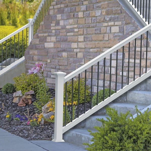 Bella Premier Series 8 ft. x 36 in. White Vinyl Stair Rail Kit with Aluminum Balusters