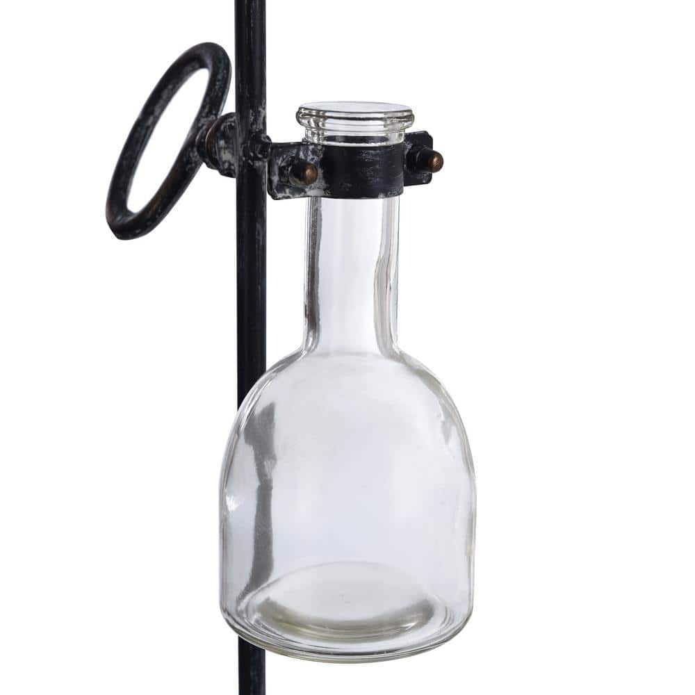 Industrial Clear Glass Table Sculpture with Antique Iron Stand