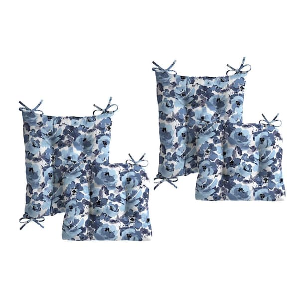 ARDEN Plush Indoor/Outdoor Rocking Chair Cushion Set, 2-Pack, Tufted Cushion for Rocking Chairs Blue Garden Floral