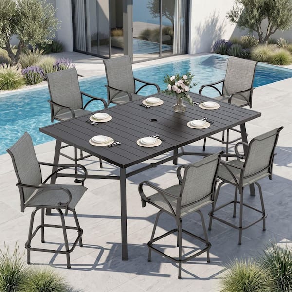 bar height patio table with umbrella 2 chairs Square Outdoor Bistro Hole The Outsunny 4 piece outdoor patio dining set consists of a tempered glass 3-Piece HDPE Bar-Height Patio Set,