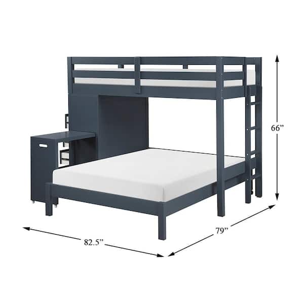 Lazzara Eliza Navy Blue Twin over Full Loft Bunk Bed with Chest