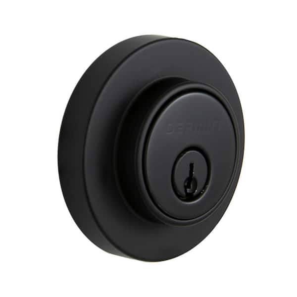 Defiant Matte Black Single Cylinder Deadbolt Contemporary Round