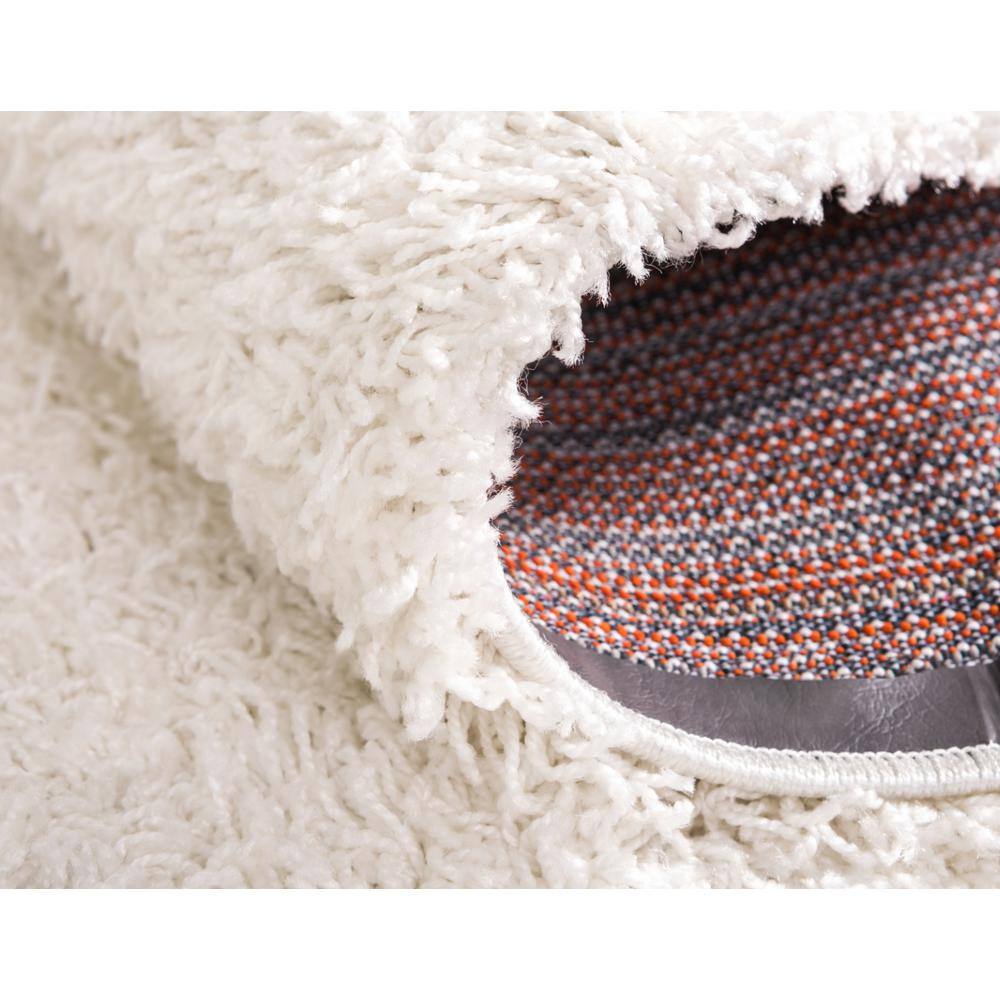 Reversible Snow White and Blue Solid Shag 4' x 6' Rug