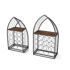 16-Bottle Black 19 in. Metal Tabletop Wine Rack and 12-Bottle Wine Rack