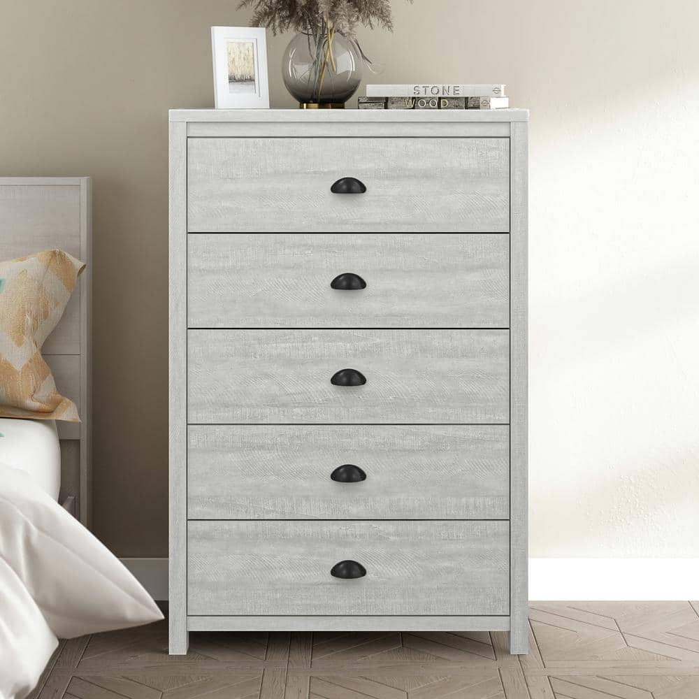 Cinzia 5 Drawers Dusty Gray Oak 30.8 in. Wide Teen Chest of Drawer -  GALANO, SH-DIPU41221WAY