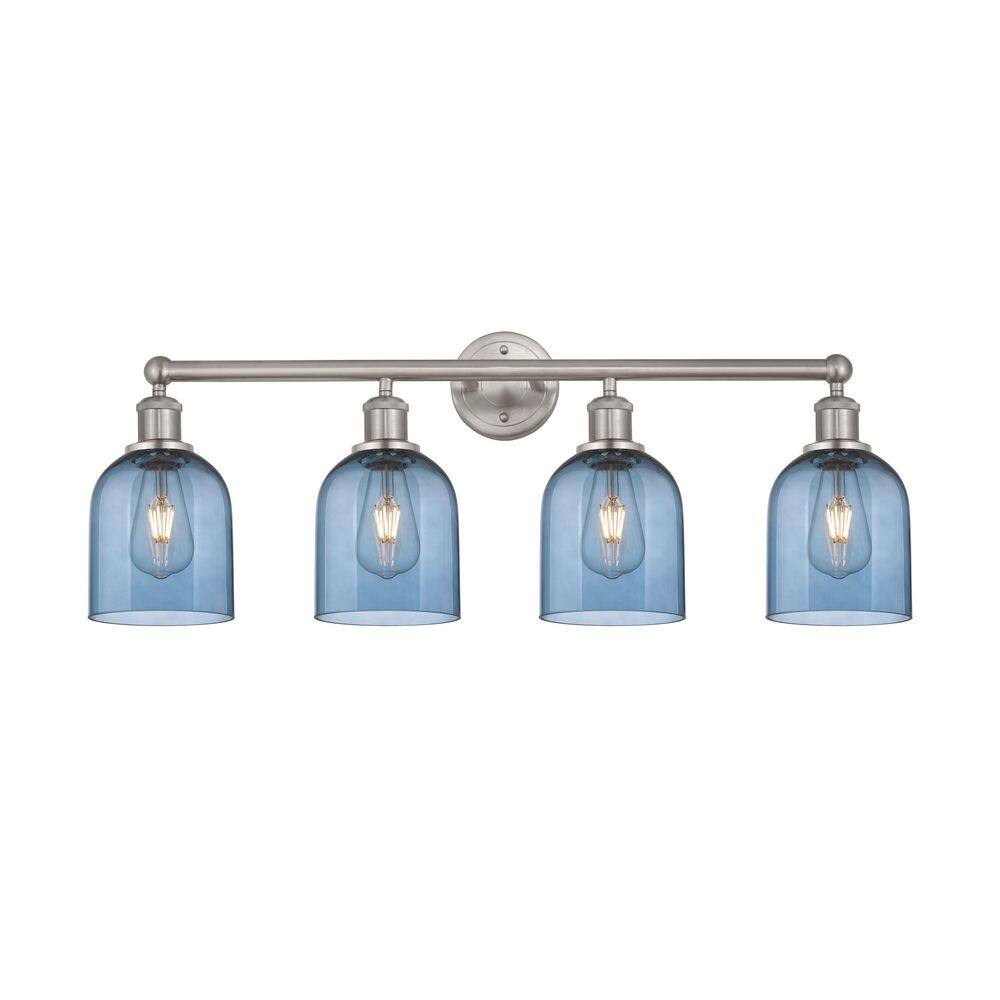 Bella 32.5 in. 4-Light Brushed Satin Nickel Vanity Light with Glass Shade price history on PriceWatchPro