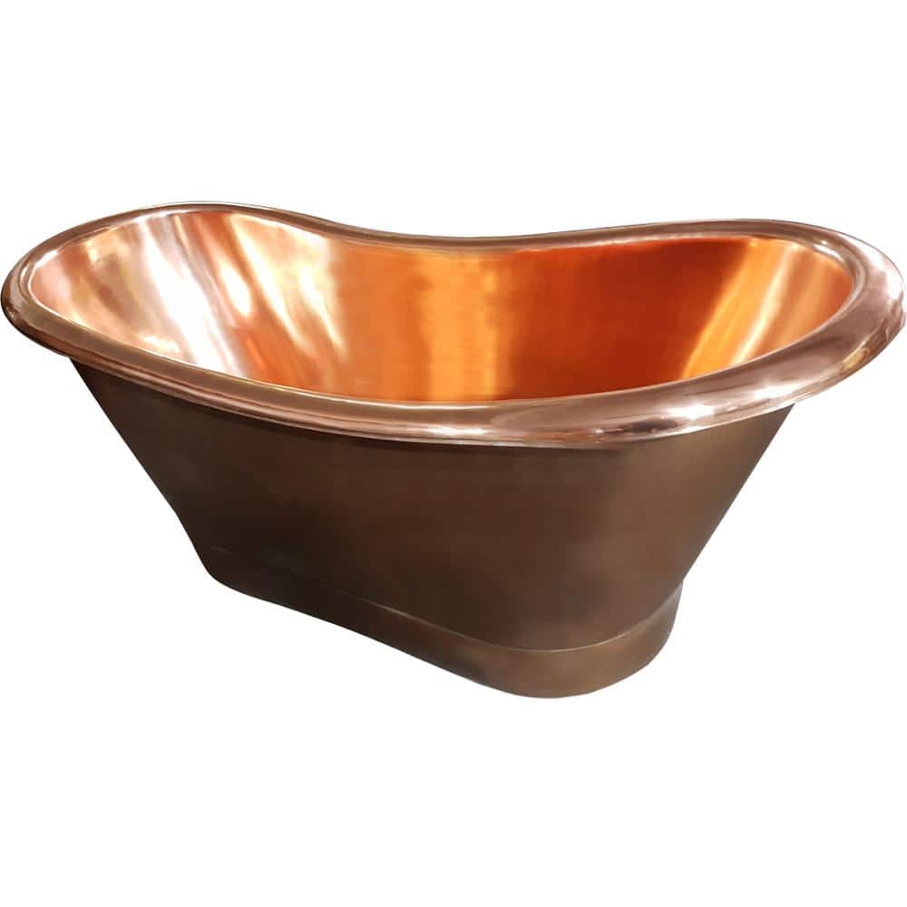 Luxurious Copper Clawfoot Double Slipper Freestanding Bathtub
