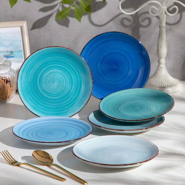 Bonita Multi-Blue Stoneware Dessert Plate Set of 6 Salad Plate Kitchen Serving Plates Side Dish