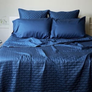 Luxury 100% Viscose from Bamboo Quilted Coverlet, Queen - Indigo