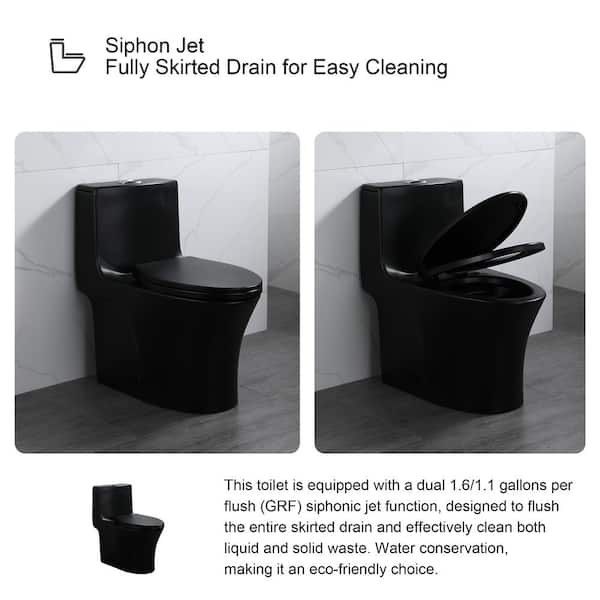 JimsMaison One-Piece 1.1/1.6 GPF Dual Flush Elongated Toilet in  