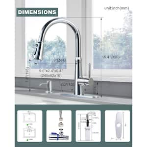 Single-Handle Pull Down Sprayer Kitchen Faucet Soap Dispenser Stainless Steel in Chrome