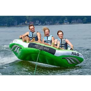 3-Person Inflatable Wake Hawk Towable Boating Water Tube Raft in Green