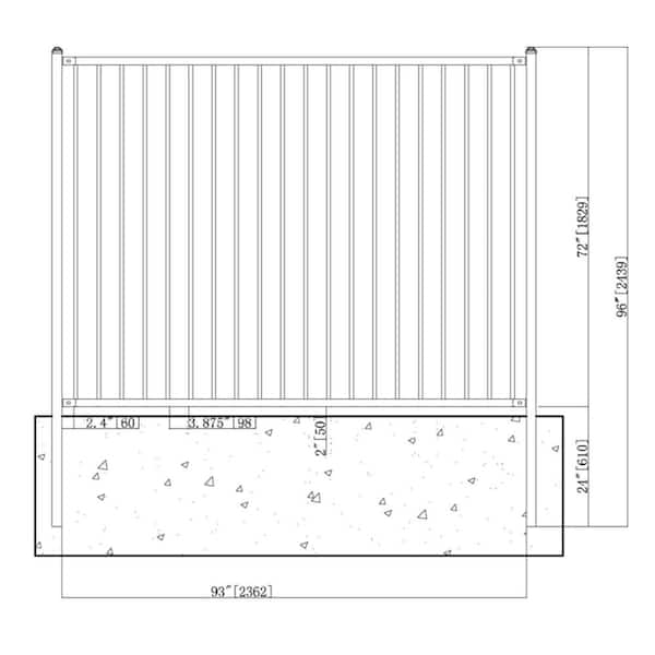 ALEKO Lyon Style 6 ft. x 8 ft. Black Unassembled Steel Fence Panel