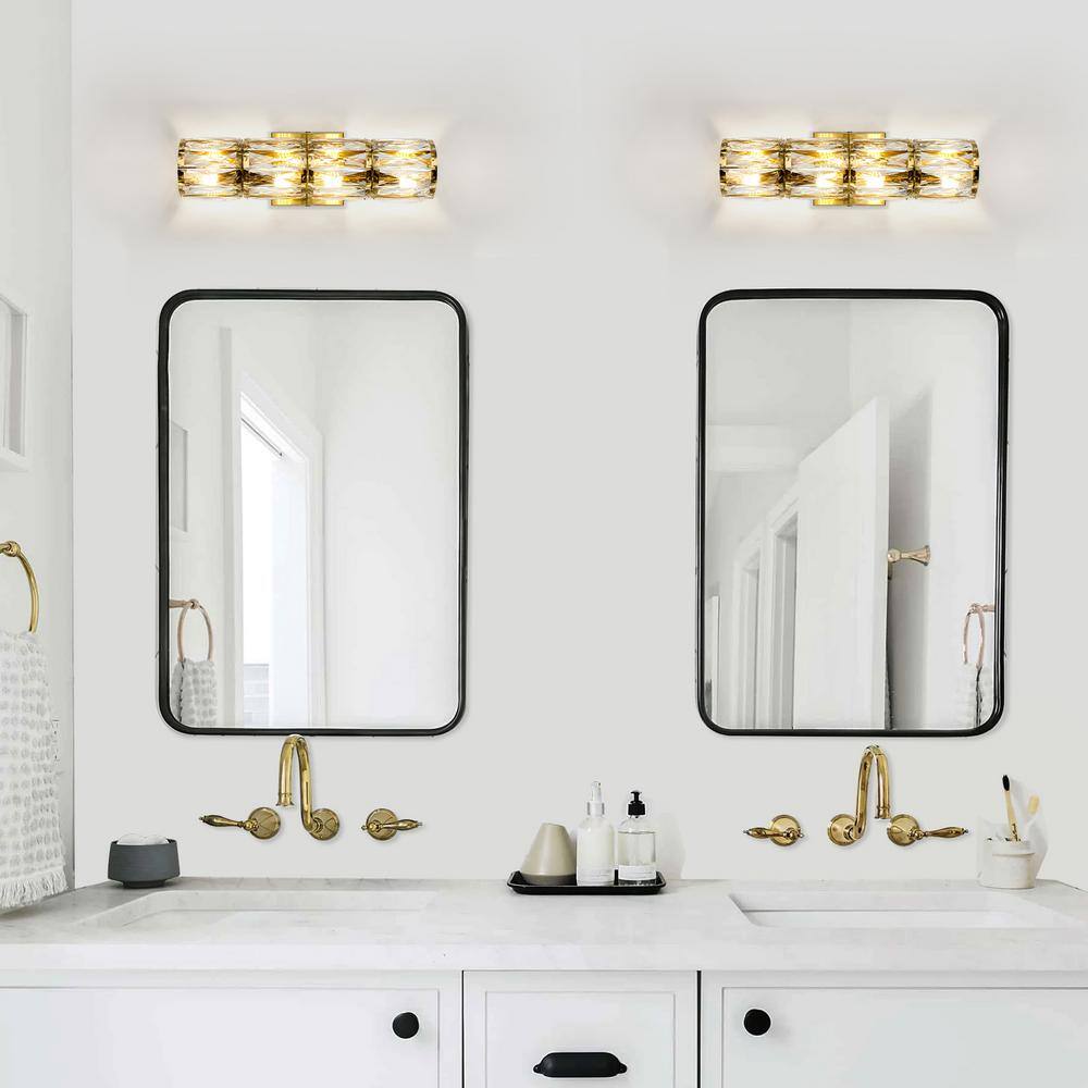Modern Gold Crystal Glass Cylinder Wall Sconce