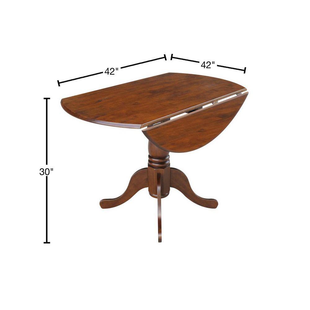 Cottage Charm Espresso 42" Round Wood Extendable Dining Table