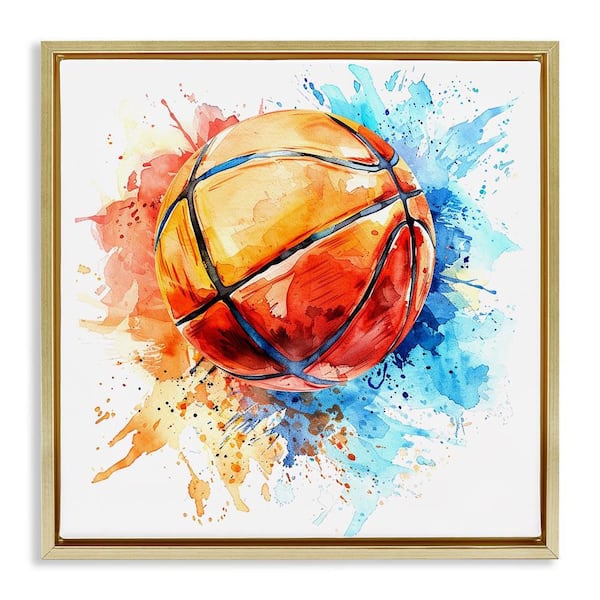 Stupell Industries Basketball Chromatic Splash by LSR Design Studio Gold Floater Frame Sports Graphic Art Print 25 in. x 25 in.