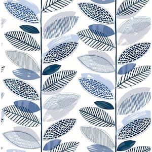 Nyssa Blue Leaves Blue Paper Strippable Roll (Covers 56.4 sq. ft.)