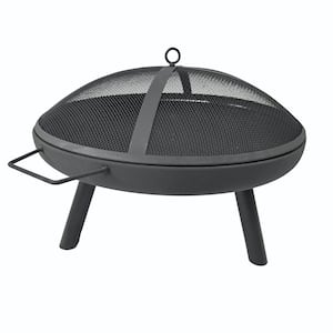 23.2 in. W x 20 in. H Iron Round Wood Burning Outdoor Fire Pit in Black