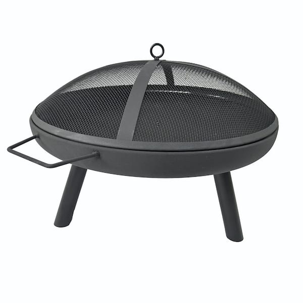 JimsMaison 23.2 in. W x 20 in. H Iron Round Wood Burning Outdoor Fire Pit in Black