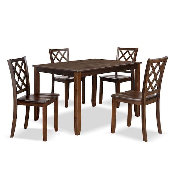 Manheim 5-Piece Rectangle Dark Cherry Solid Wood Top Dining Room Set Seats 4