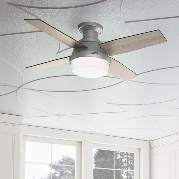 Hunter Dempsey 44 in. Indoor Matte Silver Ceiling Fan with Light Kit and Remote Included