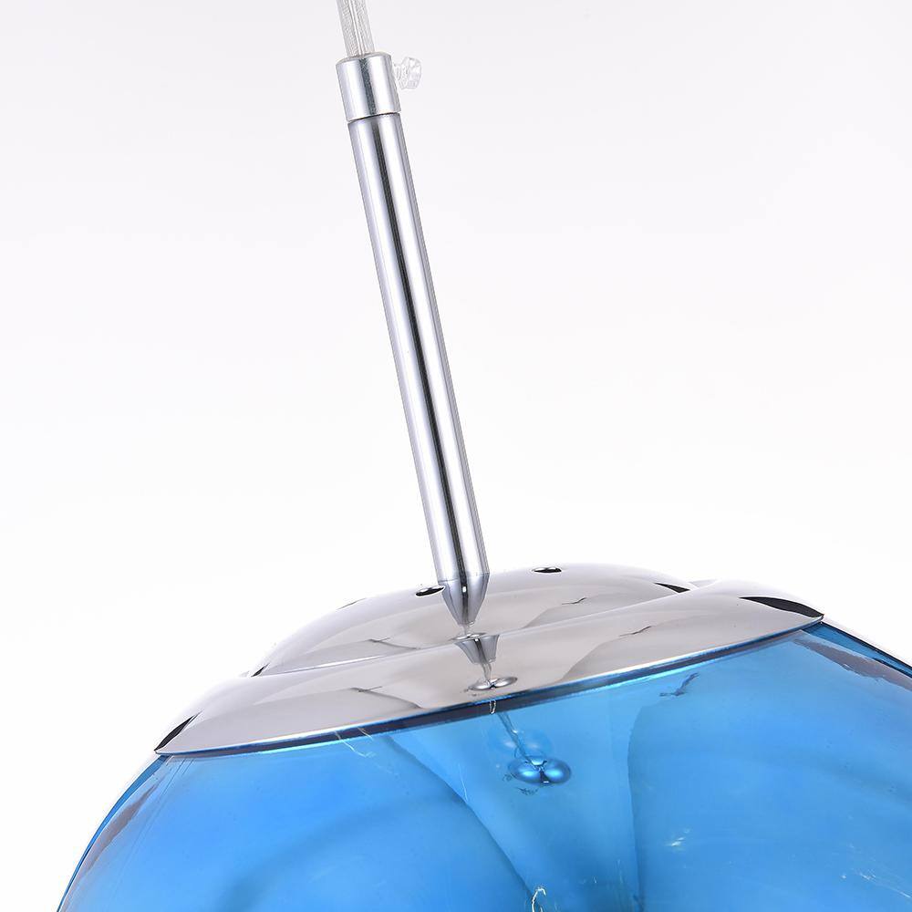 Contemporary Chrome & Blue Orb Acrylic 11" Globe Pendant Light