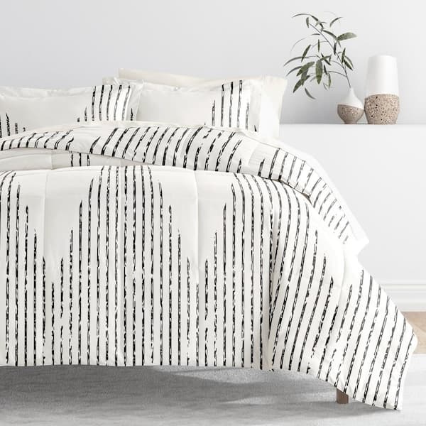 Becky Cameron 7-Piece Diamond Stripe Gray Pattern Comforter Queen Microfiber Bedding Bundle